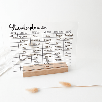 Acrylglas STUNDENPLAN A4 personalisiert das doppelte Plottchen®