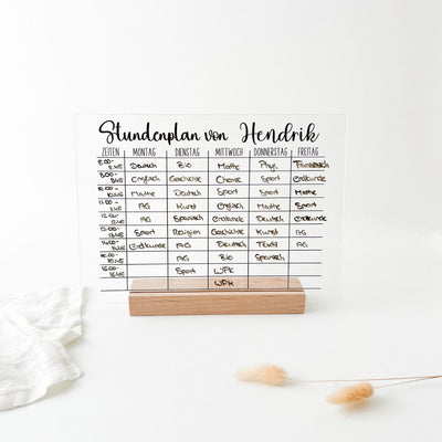 Acrylglas STUNDENPLAN A4 personalisiert das doppelte Plottchen®