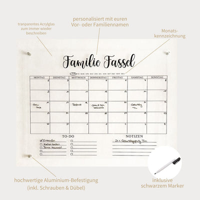 Acrylglas Wandkalender MONAT personalisiert das doppelte Plottchen®