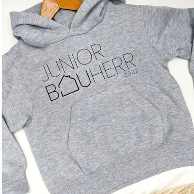 Hoodie JUNIOR-BAUHERR/IN & JAHR personalisiert das doppelte Plottchen®