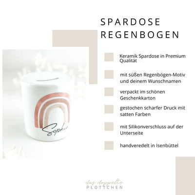 Spardose REGENBOGEN personalisiert das doppelte Plottchen®