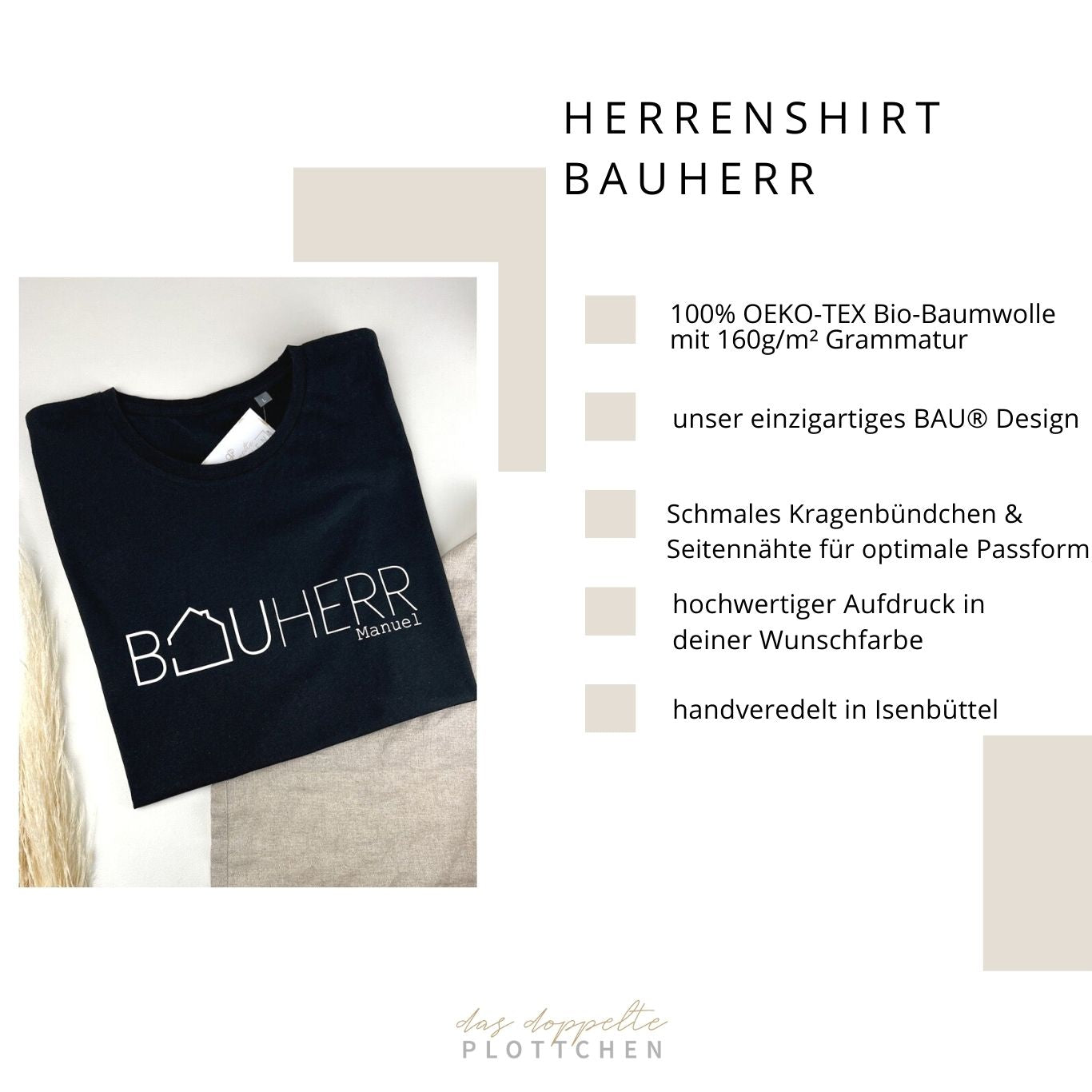 T-Shirt BAUHERR & KOORDINATEN personalisiert das doppelte Plottchen®