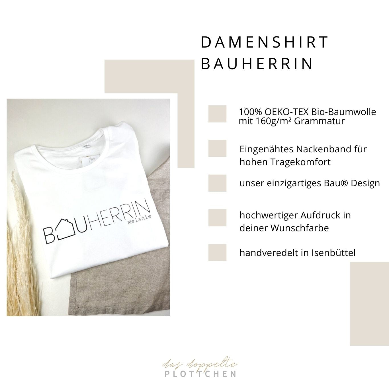 T-Shirt BAUHERRIN & KOORDINATEN personalisiert das doppelte Plottchen®