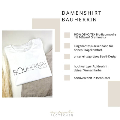 T-Shirt BAUHERRIN & KOORDINATEN personalisiert das doppelte Plottchen®