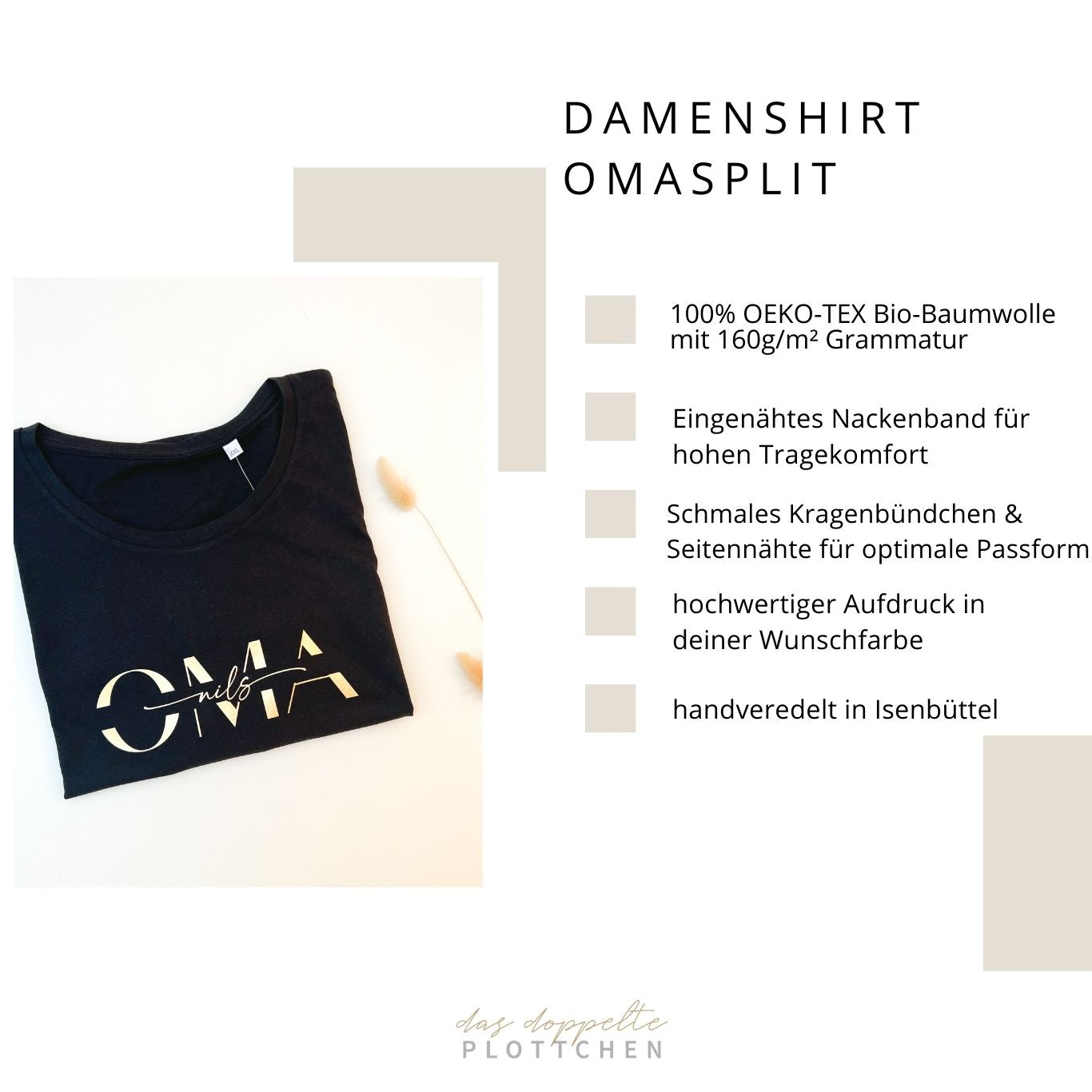 T-Shirt OMASPLIT personalisiert das doppelte Plottchen®