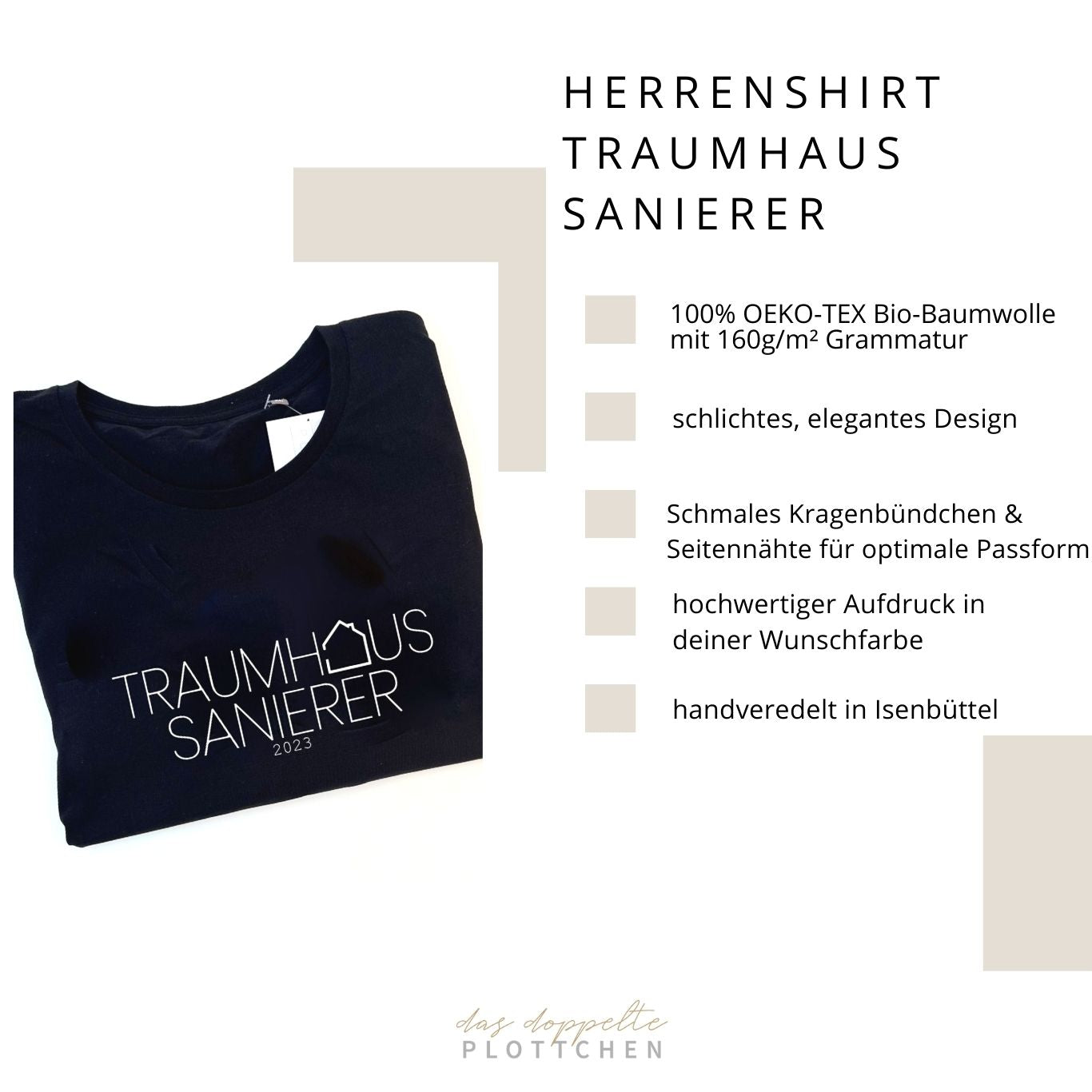 T-Shirt TRAUMHAUSSANIERER personalisiert das doppelte Plottchen®