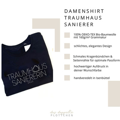 T-Shirt TRAUMHAUSSANIERERIN personalisiert das doppelte Plottchen®