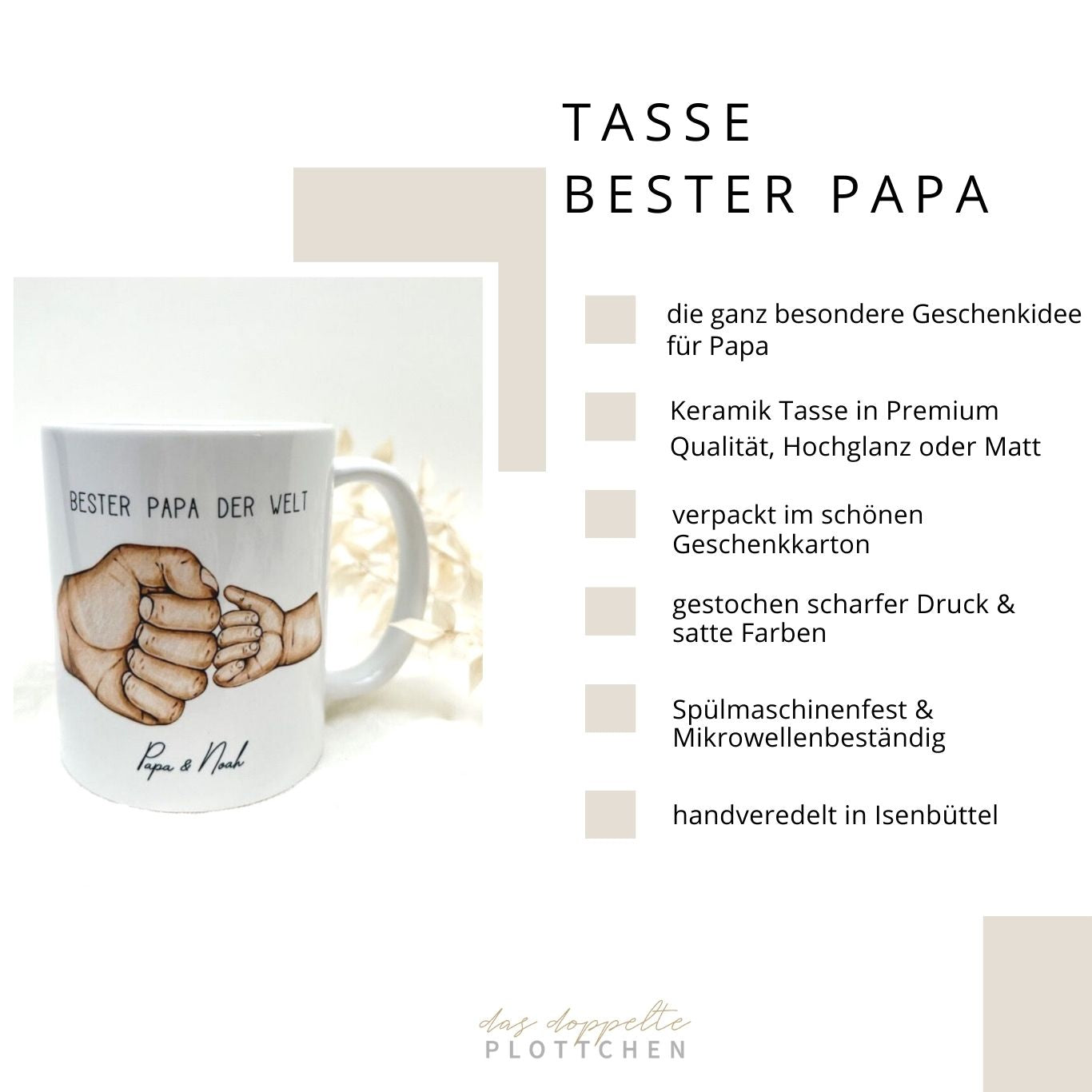 Tasse BESTER PAPA personalisiert das doppelte Plottchen®