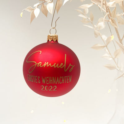 Weihnachtsbaumkugel ERSTES WEIHNACHTEN personalisiert das doppelte Plottchen®
